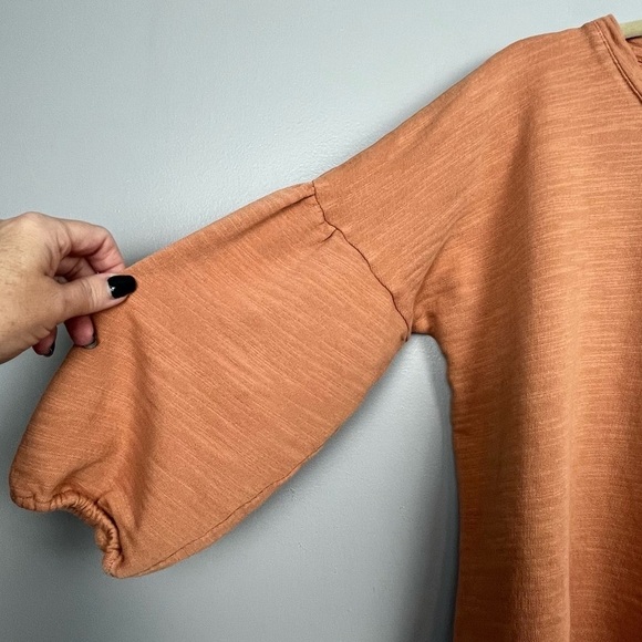 J. Jill purejill 100% cotton French terry burnt orange balloon sleeve top, MP. - Picture 3 of 6